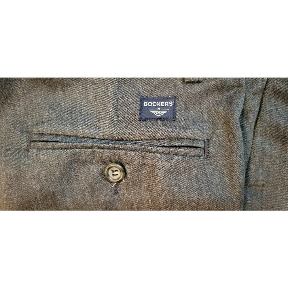 Dockers Pants Mens Gray Flat Front Classic Fit Casual Size W36xL28.5